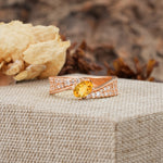 Vintage-Luxury 4-Prong Oval Cut with Pavé Accents Citrine Engagement Ring - Additional view