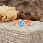 Vintage-Luxury 4-Prong Oval Cut with Pavé Accents Turquoise Engagement Ring - Additional view