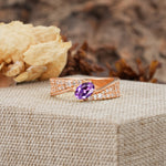 Vintage-Luxury 4-Prong Oval Cut with Pavé Accents Amethyst Engagement Ring - Additional view