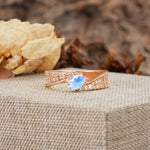 Vintage-Luxury 4-Prong Oval Cut with Pavé Accents Moonstone Engagement Ring - Additional view