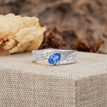 Vintage-Luxury 4-Prong Oval Cut with Pavé Accents Sapphire Engagement Ring - Additional view