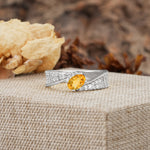 Vintage-Luxury 4-Prong Oval Cut with Pavé Accents Citrine Engagement Ring - Additional view