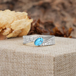 Vintage-Luxury 4-Prong Oval Cut with Pavé Accents Turquoise Engagement Ring - Additional view