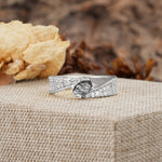 Vintage-Luxury 4-Prong Oval Cut with Pavé Accents Black Rutilated Quartz Engagement Ring - Additional view