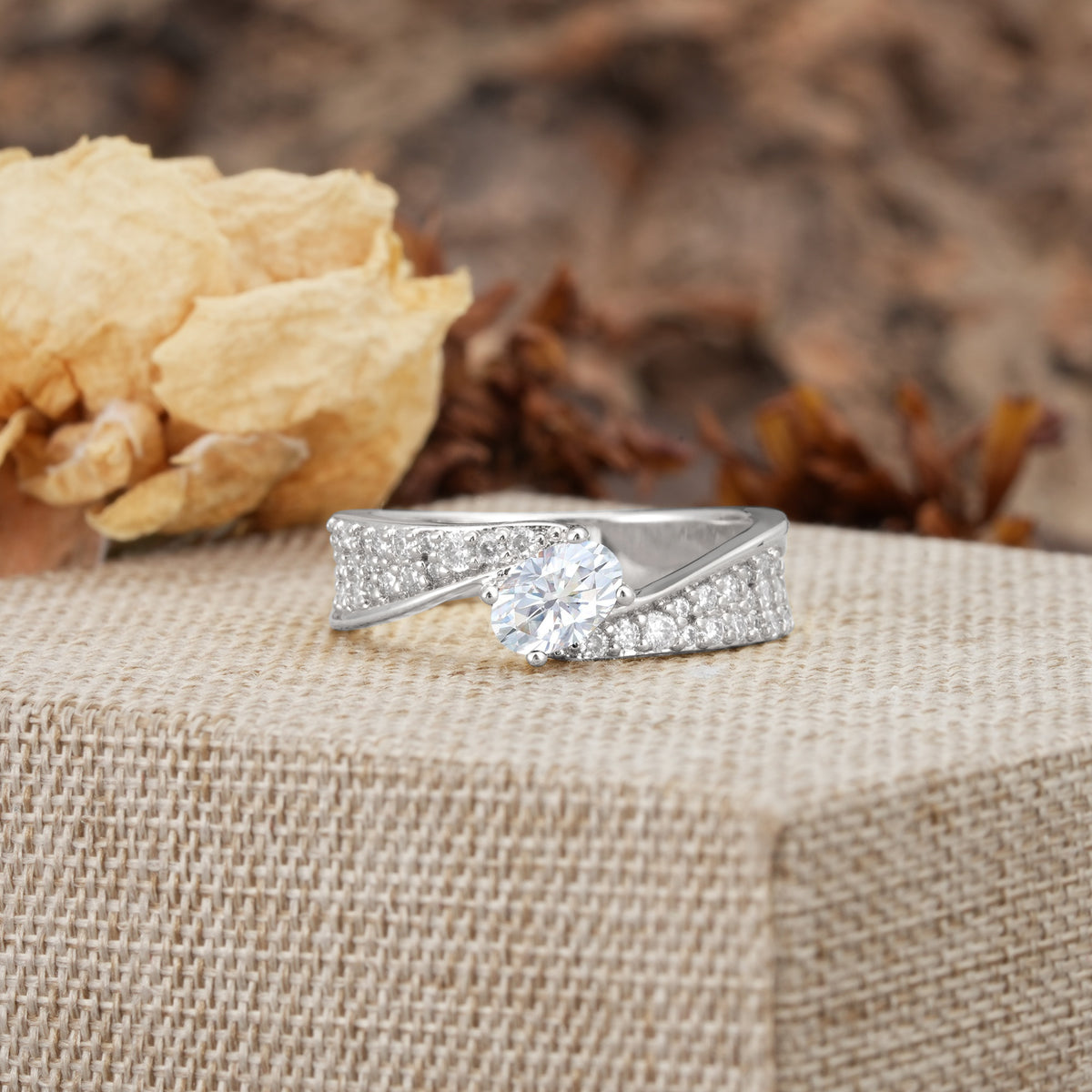 Vintage-Luxury 4-Prong Oval Cut with Pavé Accents Lab Diamond Engagement Ring - Additional view