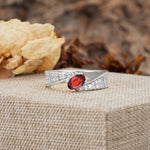 Vintage-Luxury 4-Prong Oval Cut with Pavé Accents Garnet Engagement Ring - Additional view