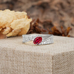 Vintage-Luxury 4-Prong Oval Cut with Pavé Accents Ruby Engagement Ring - Additional view