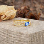 Vintage-Luxury 4-Prong Oval Cut with Pavé Accents Sapphire Engagement Ring - Additional view