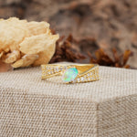 Vintage-Luxury 4-Prong Oval Cut with Pavé Accents Fire Opal Engagement Ring - Additional view