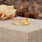 Vintage-Luxury 4-Prong Oval Cut with Pavé Accents Citrine Engagement Ring - Additional view