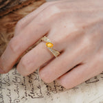 Vintage-Luxury 4-Prong Oval Cut with Pavé Accents Citrine Engagement Ring - Additional view