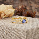 Vintage-Luxury 4-Prong Oval Cut with Pavé Accents Tanzanite Engagement Ring - Additional view