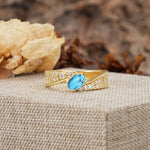 Vintage-Luxury 4-Prong Oval Cut with Pavé Accents Turquoise Engagement Ring - Additional view