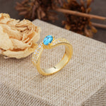 Vintage-Luxury 4-Prong Oval Cut with Pavé Accents Turquoise Engagement Ring - Additional view