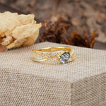 Vintage-Luxury 4-Prong Oval Cut with Pavé Accents Black Rutilated Quartz Engagement Ring - Additional view