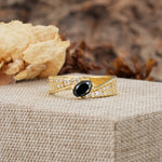 Vintage-Luxury 4-Prong Oval Cut with Pavé Accents Black Onyx Engagement Ring - Additional view