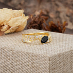 Vintage-Luxury 4-Prong Oval Cut with Pavé Accents Black Onyx Engagement Ring - Additional view