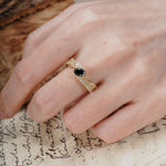 Vintage-Luxury 4-Prong Oval Cut with Pavé Accents Black Onyx Engagement Ring - Additional view