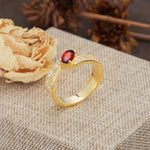 Vintage-Luxury 4-Prong Oval Cut with Pavé Accents Garnet Engagement Ring - Additional view