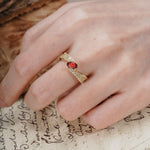Vintage-Luxury 4-Prong Oval Cut with Pavé Accents Garnet Engagement Ring - Additional view