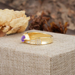 Vintage-Luxury 4-Prong Oval Cut with Pavé Accents Amethyst Engagement Ring - Additional view