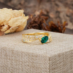 Vintage-Luxury 4-Prong Oval Cut with Pavé Accents Emerald Engagement Ring - Additional view