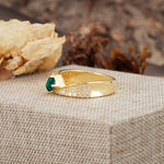 Vintage-Luxury 4-Prong Oval Cut with Pavé Accents Emerald Engagement Ring - Additional view