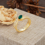 Vintage-Luxury 4-Prong Oval Cut with Pavé Accents Emerald Engagement Ring - Additional view