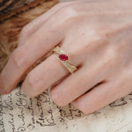 Vintage-Luxury 4-Prong Oval Cut with Pavé Accents Ruby Engagement Ring - Additional view