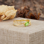 Vintage-Luxury 4-Prong Oval Cut with Pavé Accents Peridot Engagement Ring - Additional view