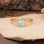 Unique, Minimalist 4-Prong Heart-Cut Fire Opal Engagement Ring - Additional view