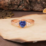 Unique, Minimalist 4-Prong Heart-Cut Tanzanite Engagement Ring - Additional view