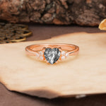 Unique, Minimalist 4-Prong Heart-Cut Black Rutilated Quartz Engagement Ring - Additional view