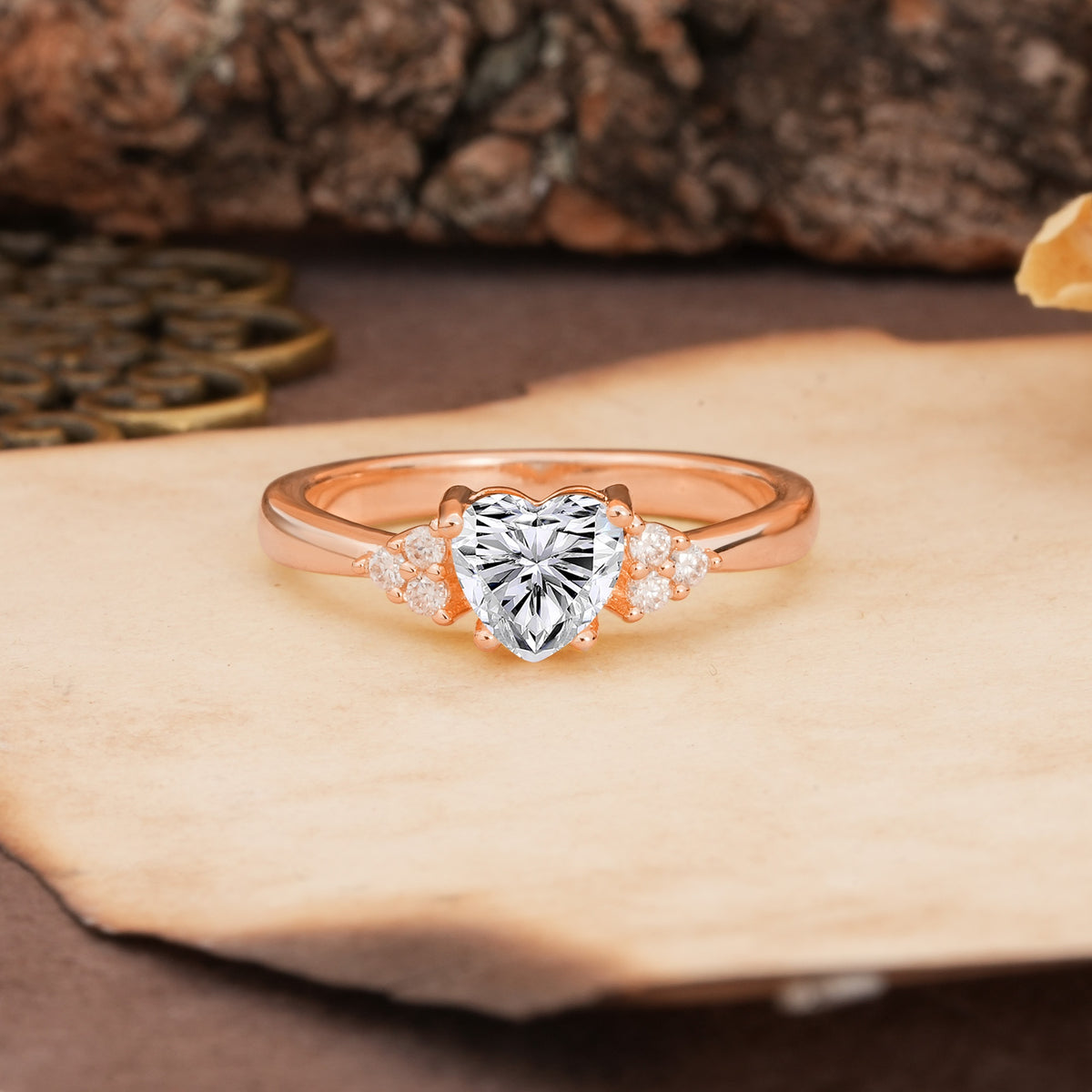Unique, Minimalist 4-Prong Heart-Cut Lab Diamond Engagement Ring - Additional view