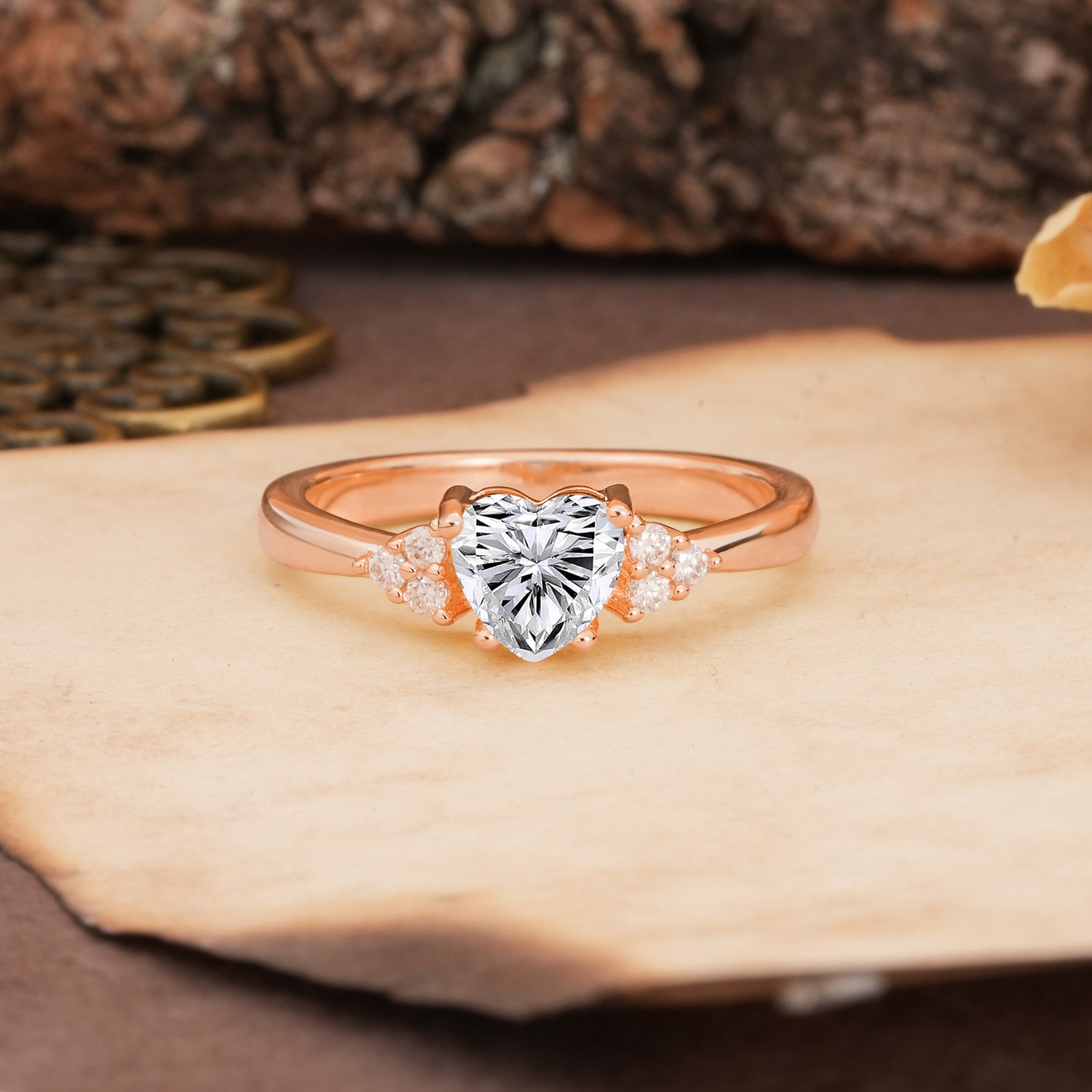 Unique, Minimalist 4-Prong Heart-Cut Lab Diamond Engagement Ring - Additional view