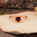 Unique, Minimalist 4-Prong Heart-Cut Garnet Engagement Ring - Additional view