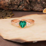 Unique, Minimalist 4-Prong Heart-Cut Emerald Engagement Ring - Additional view