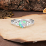 Unique, Minimalist 4-Prong Heart-Cut Fire Opal Engagement Ring - Additional view