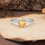 Unique, Minimalist 4-Prong Heart-Cut Citrine Engagement Ring - Additional view