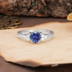 Unique, Minimalist 4-Prong Heart-Cut Tanzanite Engagement Ring - Additional view