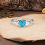 Unique, Minimalist 4-Prong Heart-Cut Turquoise Engagement Ring - Additional view