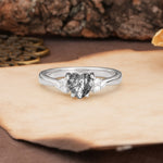 Unique, Minimalist 4-Prong Heart-Cut Black Rutilated Quartz Engagement Ring - Additional view