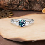 Unique, Minimalist 4-Prong Heart-Cut Alexandrite Engagement Ring - Additional view