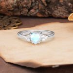 Unique, Minimalist 4-Prong Heart-Cut Moonstone Engagement Ring - Additional view