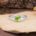 Unique, Minimalist 4-Prong Heart-Cut Peridot Engagement Ring - Additional view