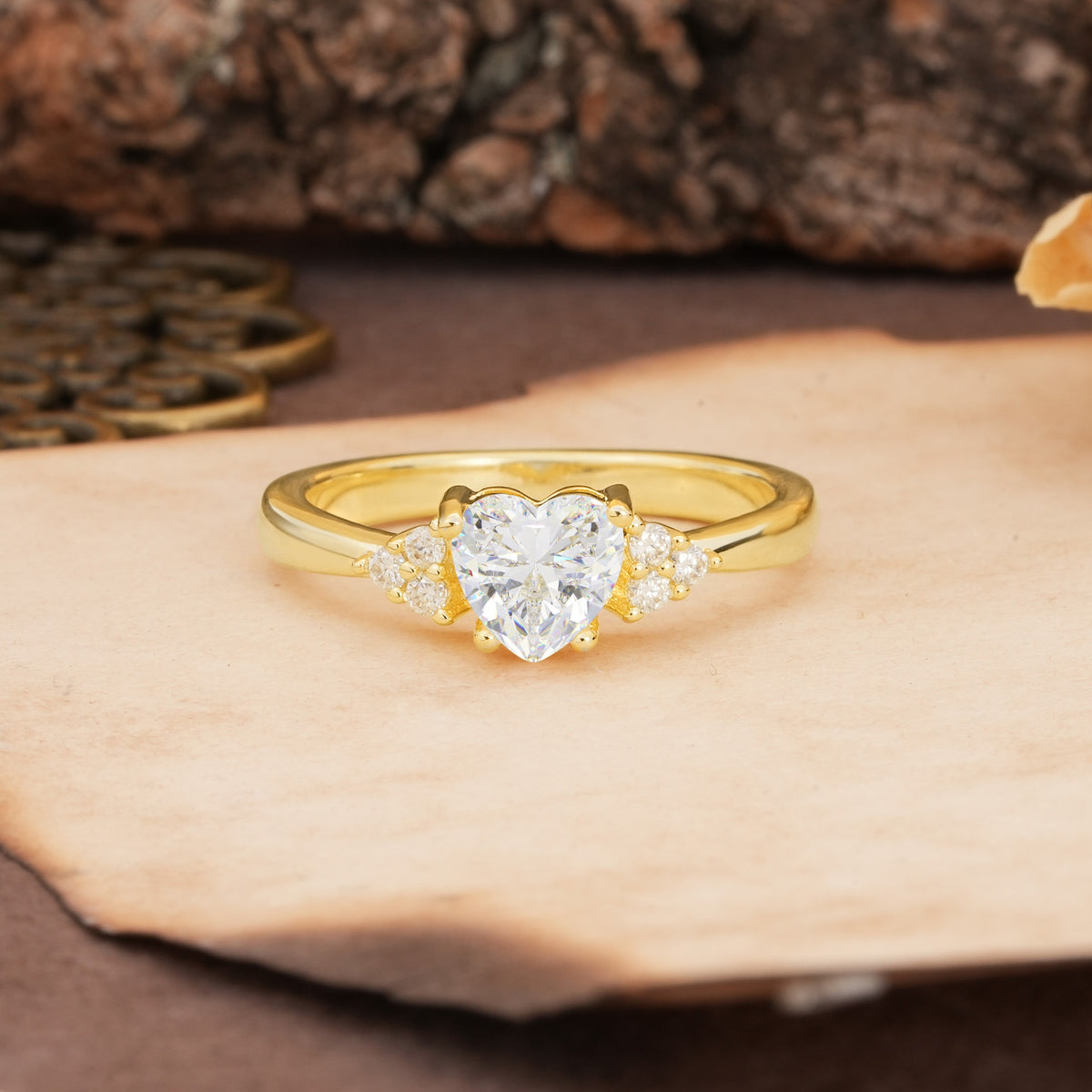 Unique, Minimalist 4-Prong Heart-Cut Moissanite Engagement Ring - Additional view