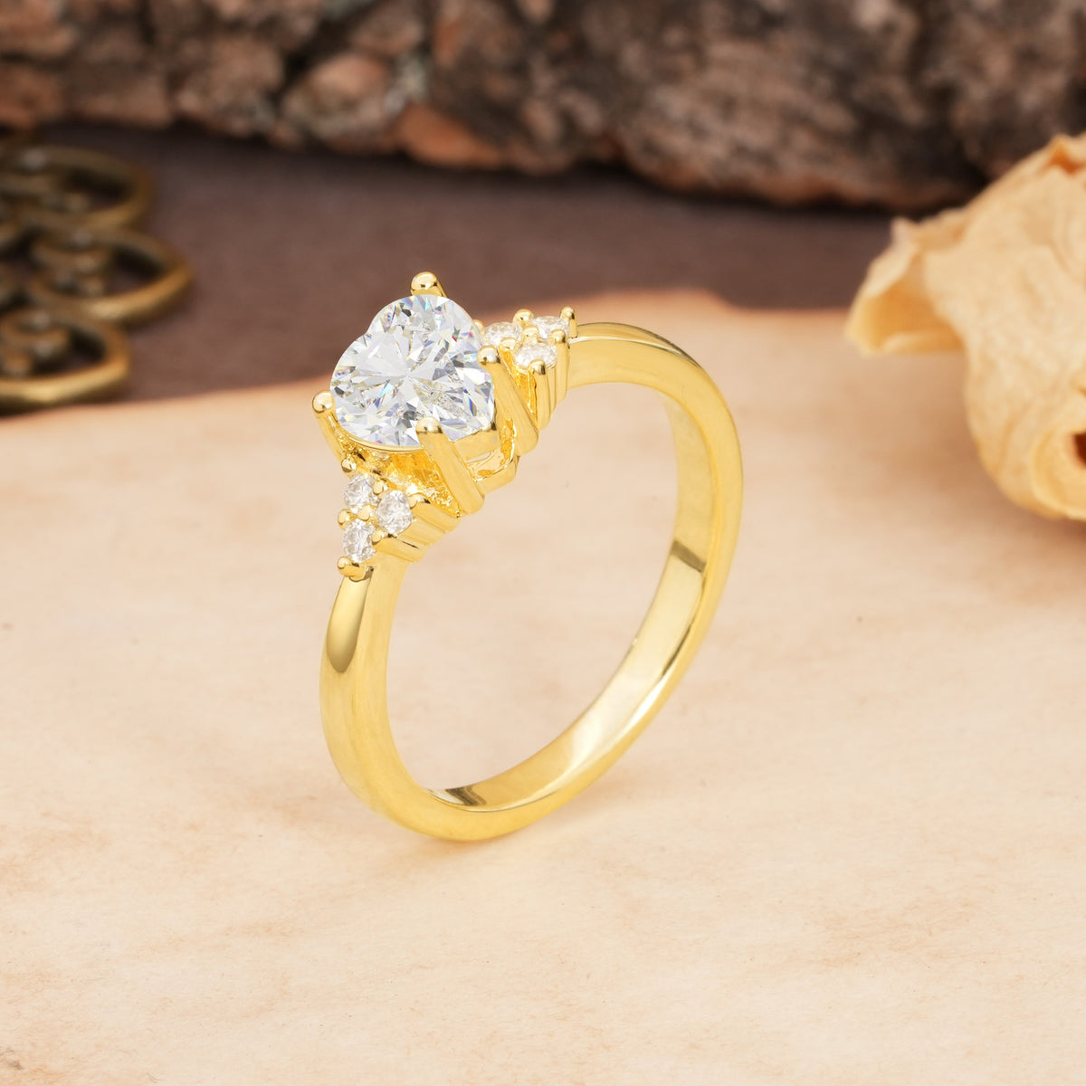 Unique, Minimalist 4-Prong Heart-Cut Moissanite Engagement Ring - Additional view