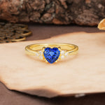 Unique, Minimalist 4-Prong Heart-Cut Sapphire Engagement Ring - Additional view