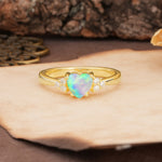 Unique, Minimalist 4-Prong Heart-Cut Fire Opal Engagement Ring - Additional view