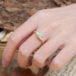 Unique, Minimalist 4-Prong Heart-Cut Fire Opal Engagement Ring - Additional view